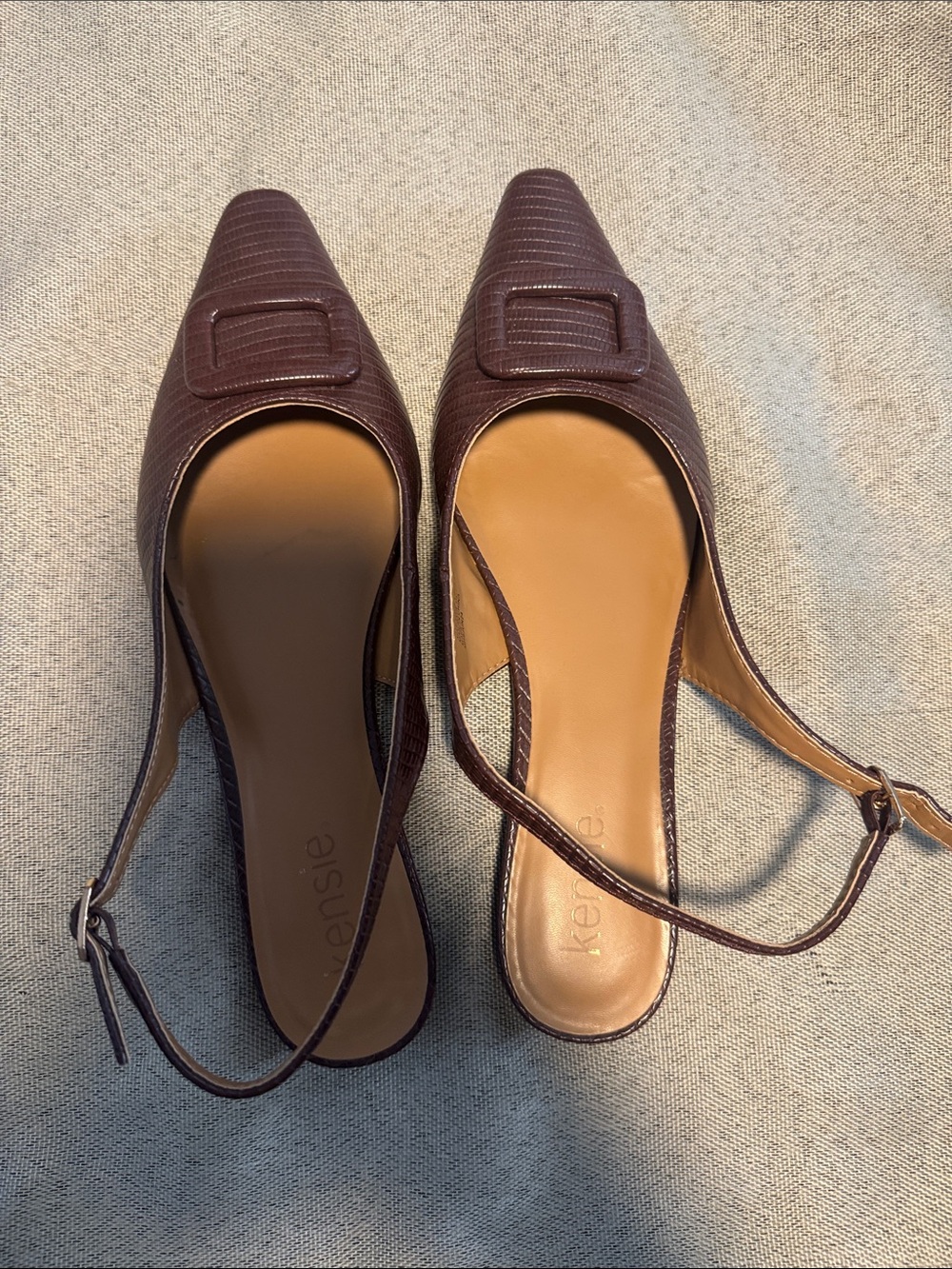 Kensie Dark Brown Textured Slingback Mules
